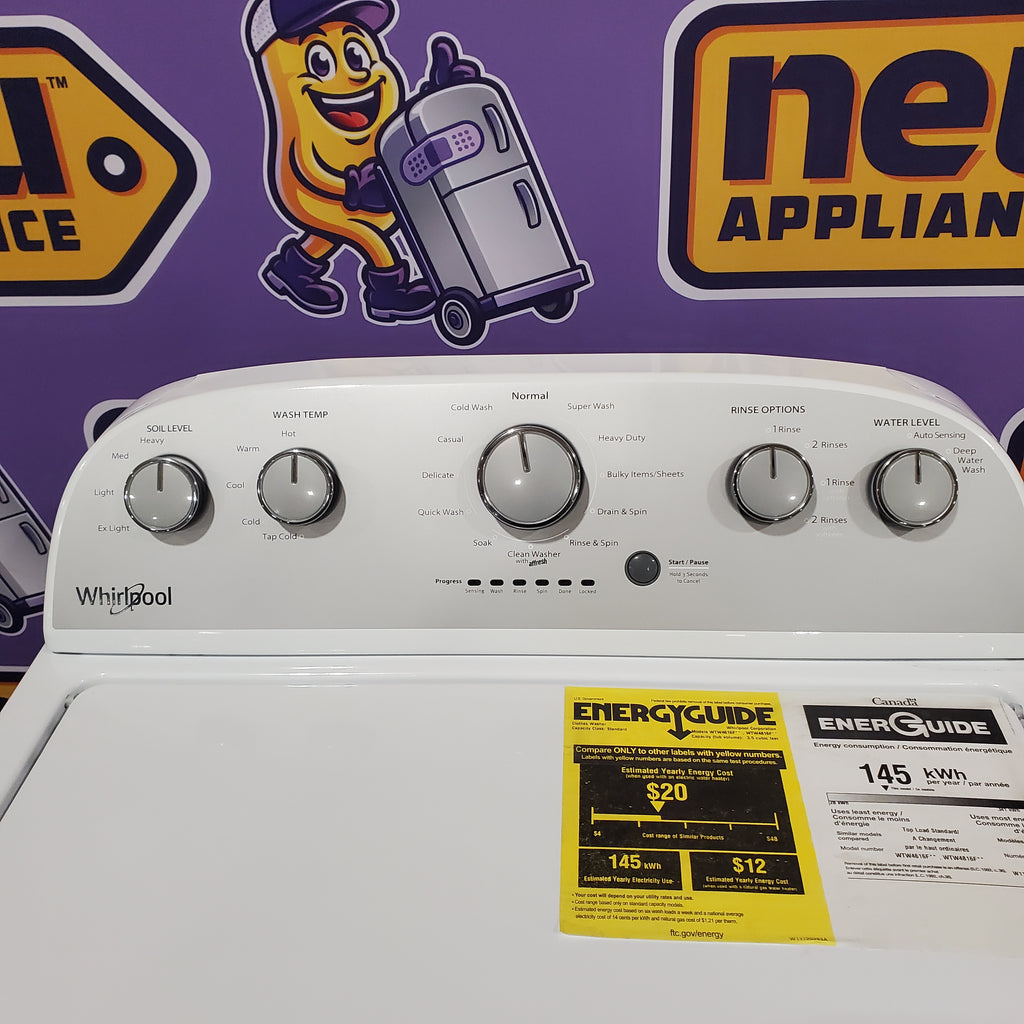 Pictures of Whirlpool Top Load 3.5 Cu. Ft. Washer with Deep Water Wash Option WTW4816FW - Open Box and Whirlpool Vented 7.0 Cu. Ft. Electric Dryer 16123 - WED4815EW - Open Box - Neu Appliance Outlet - Discount Appliance Outlet in Austin, Tx