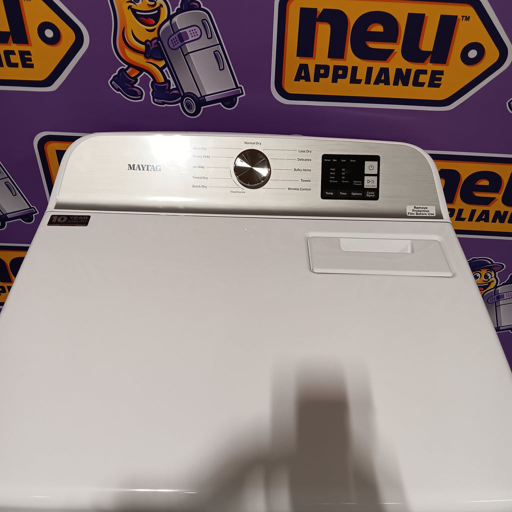Pictures of Maytag Top Load 4.8 cu ft Washer with Deep Fill and Slow-Close Glass Lid MVW6200KW - Scratch & Dent (Minor) and Maytag 7.0 cu ft Electric Dryer with Moisture Sensing and Quick Dry Cycle 16170 - MED6200KW - Scratch & Dent (Minor) - Neu Appliance Outlet - Discount Appliance Outlet in Austin, Tx