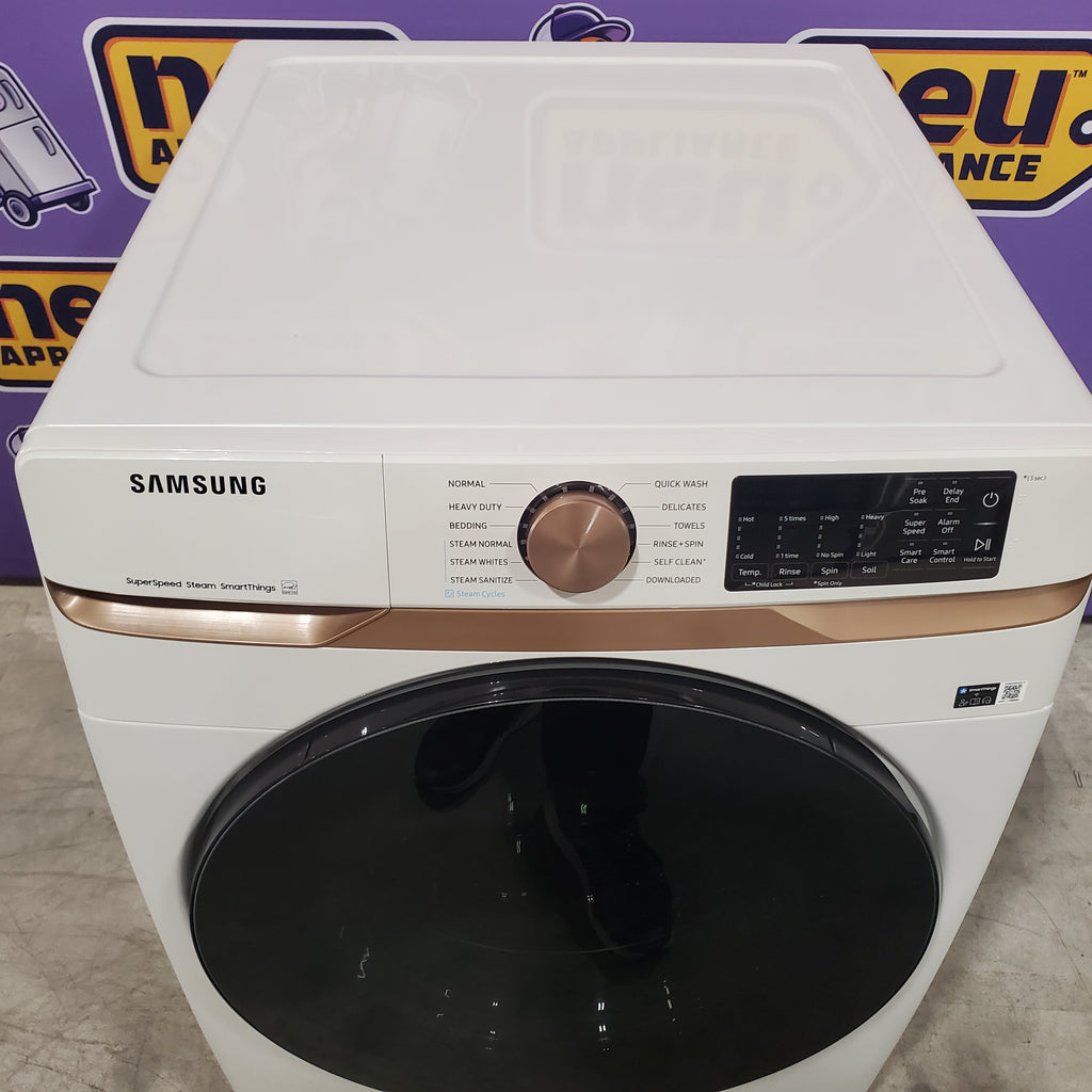 Pictures of Samsung Extra Large Capacity 5.0 cu. ft. Smart Front Load Washer in Ivory with Super Speed Wash and Steam Wi-Fi Connectivity 3SD726 - WF50BG8300AE - Open Box - Neu Appliance Outlet - Discount Appliance Outlet in Austin, Tx
