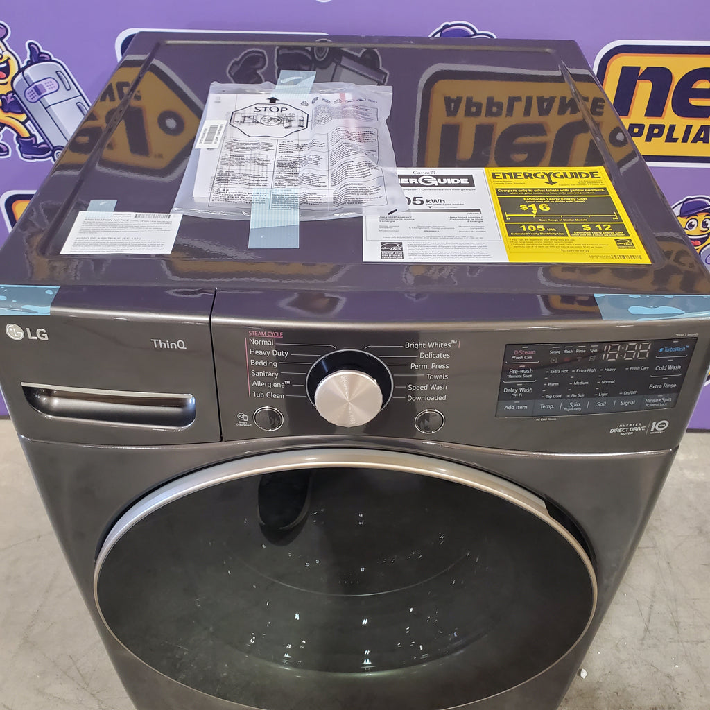 Pictures of LG Stackable Smart Front Load 4.5 Cu. Ft. Washer with TurboWash 360 Technology WM4000HBA - Open Box and LG Smart Wi-Fi Enabled Front Load Electric 7.4 Cu. Ft. Dryer with TurboSteam and Built-In Intelligence DLEX4000B - Scratch & Dent (Minor) - Neu Appliance Outlet - Discount Appliance Outlet in Austin, Tx