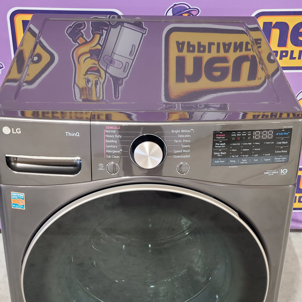Pictures of LG Stackable Smart Front Load 4.5 Cu. Ft. Washer with TurboWash 360 Technology in Black Steel WM4000HBA - Scratch & Dent (Minor) - Neu Appliance Outlet - Discount Appliance Outlet in Austin, Tx