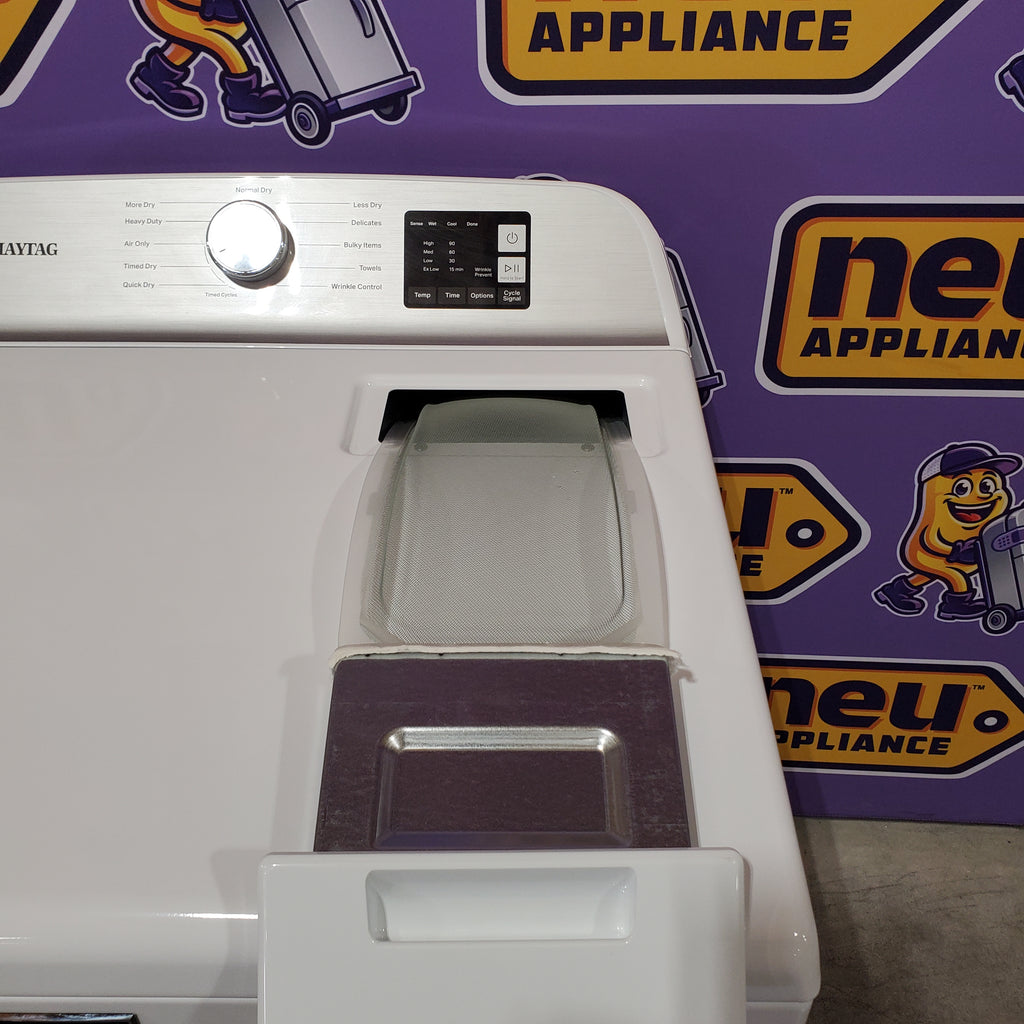 Pictures of Maytag Top Load 4.8 cu ft Washer with Deep Fill and Slow-Close Glass Lid MVW6200KW - Scratch & Dent (Minor) and Maytag 7.0 cu ft Electric Dryer with Moisture Sensing and Quick Dry Cycle 16193 - MED6200KW - Scratch & Dent (Minor) - Neu Appliance Outlet - Discount Appliance Outlet in Austin, Tx
