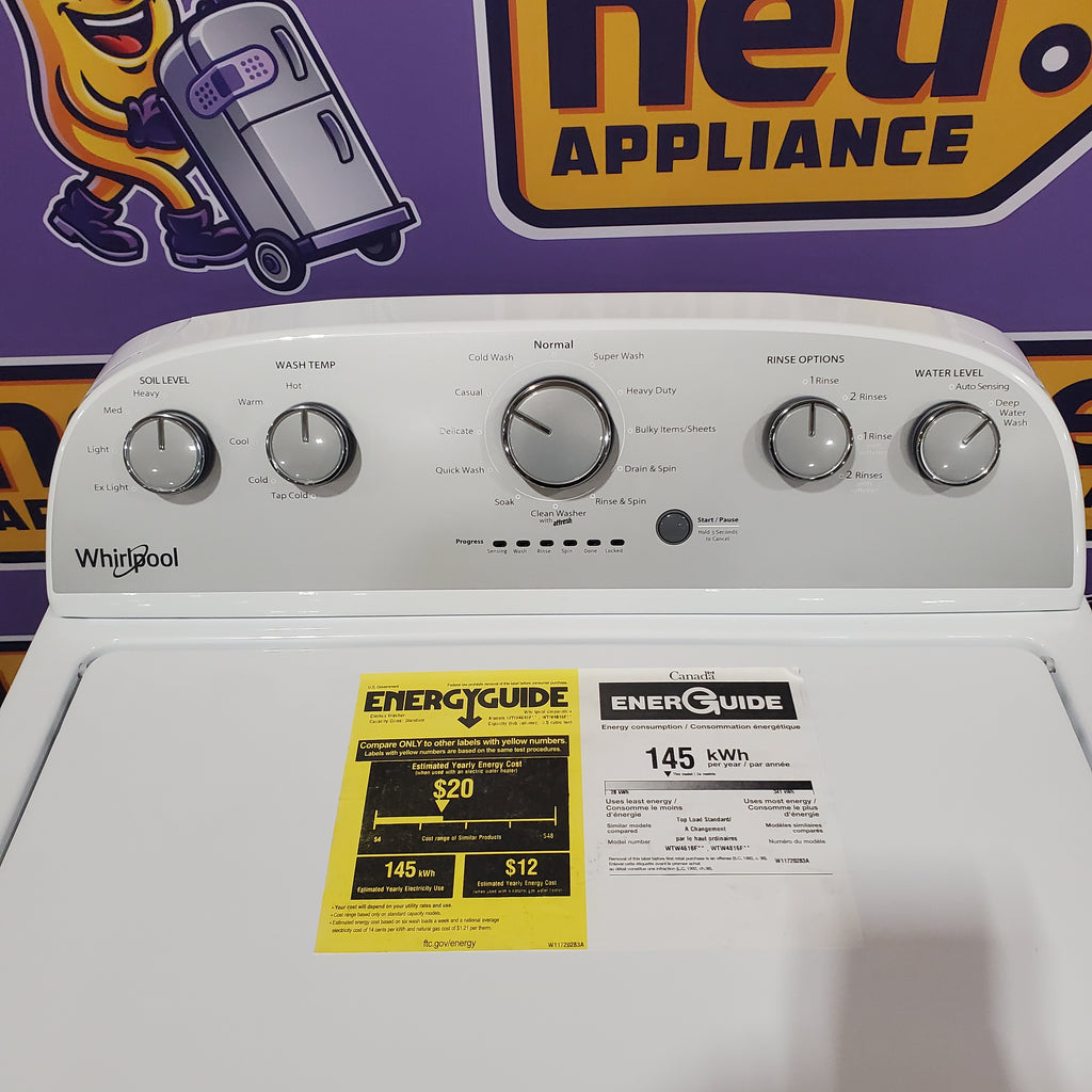 Pictures of Whirlpool Top Load 3.5 Cu. Ft. Washer with Deep Water Wash Option WTW4816FW - Open Box and Whirlpool Vented 7.0 Cu. Ft. Electric Dryer 16129 - WED4815EW - Open Box - Neu Appliance Outlet - Discount Appliance Outlet in Austin, Tx