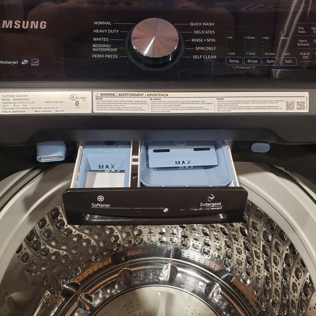 Pictures of Samsung 5.0 cu. ft. Capacity Top Load Washer with Active WaterJet in Brushed Black 1CR04009 - WA50R5200AV - Certified Refurbished - Neu Appliance Outlet - Discount Appliance Outlet in Austin, Tx