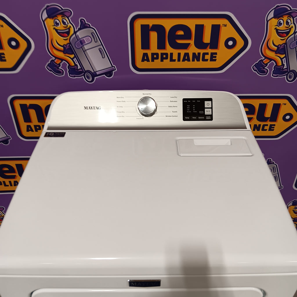Pictures of Maytag Top Load 4.8 cu ft Washer with Deep Fill and Slow-Close Glass Lid MVW6200KW - Scratch & Dent (Minor) and Maytag 7.0 cu ft Electric Dryer with Moisture Sensing and Quick Dry Cycle 16156 - MED6200KW - Open Box - Neu Appliance Outlet - Discount Appliance Outlet in Austin, Tx