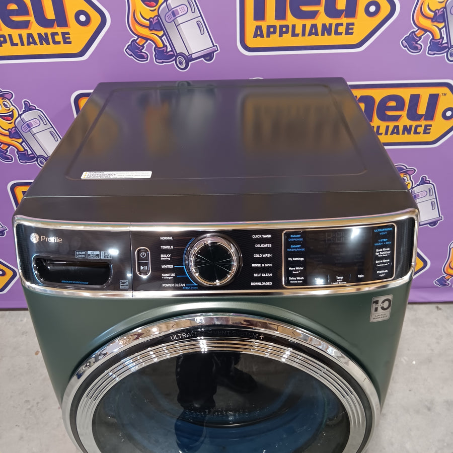 GE Profile™ 5.5 cu. ft. Capacity Smart Front Load ENERGY STAR® Steam Washer PFW955SPWGN - New Box and GE Profile 7.8-cu ft Stackable Vented Gas Dryer with Steam Cycle in Carbon Graphite 16204 - PFD95GSPWDS - Scratch & Dent (Minor)