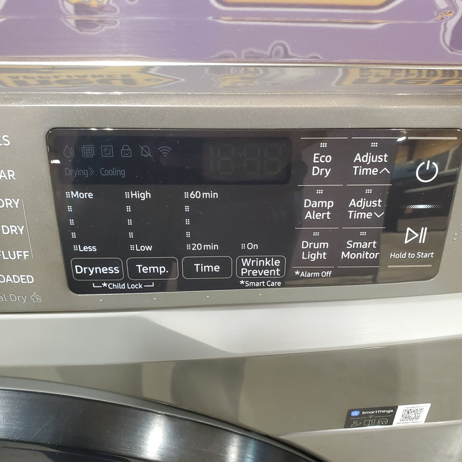 Samsung 7.5 cu. ft. Front Load Propane Converted Gas Dryer with Steam in Platinum DVG45B6300P - Scratch & Dent (Moderate)