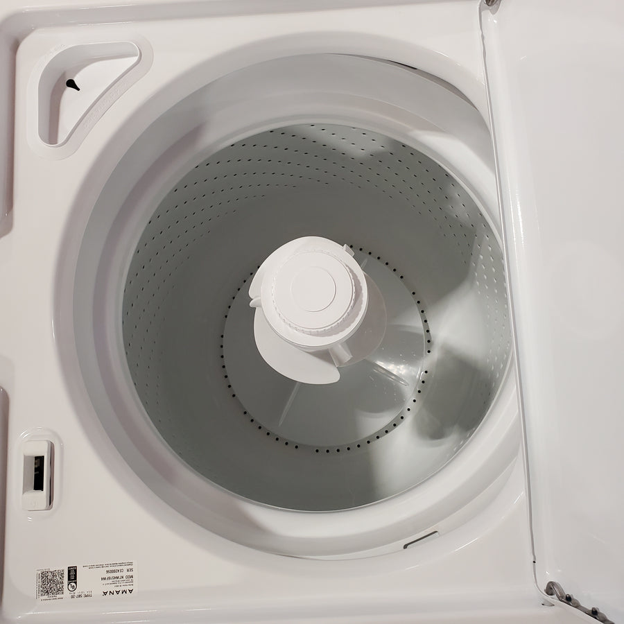 Amana Top Load 3.5 Cu. Ft. Washer with Dual Action Agitator, Porcelain Tub, and Late Lid Lock 22136SD360 - NTW4516FW - Scratch & Dent (Moderate)