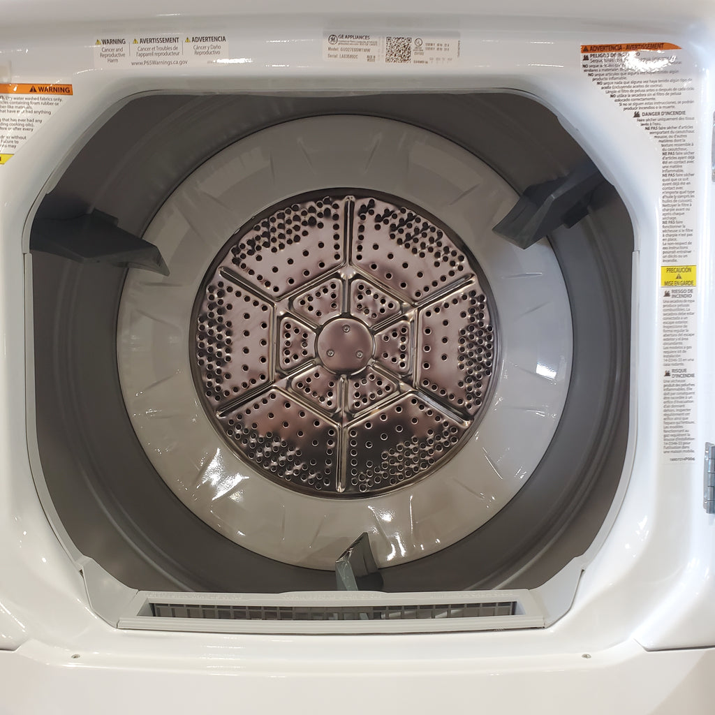 Pictures of GE Unitized Spacemaker® 3.8 cu. ft. Capacity Washer with Stainless Steel Basket and 5.9 cu. ft. Capacity Electric Dryer GUD27ESSMWW - Open Box - Neu Appliance Outlet - Discount Appliance Outlet in Austin, Tx