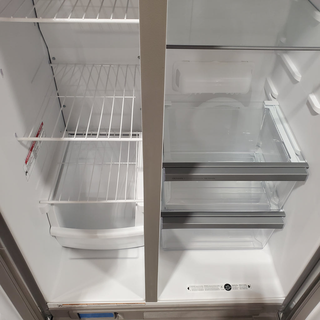 Whirlpool 24 cu ft Capacity Side By Side Refrigerator with Ice and Water Dispenser in Fingerprint Resistant Stainless Steel 3SD719 - WRS315SDHZ - Open Box