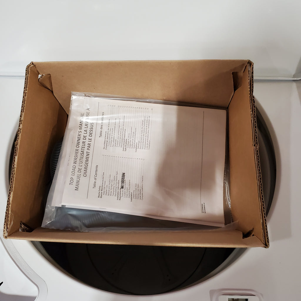 Whirlpool 3.8–3.9 Cu. Ft.  Top Load Washer with  2 in 1 Removable Agitator and Soil Level Selection WTW4957PW - Open Box and Whirlpool 7-cu ft Vented Electric Dryer 16049 - WGD4815EW - Scratch & Dent (Minor)