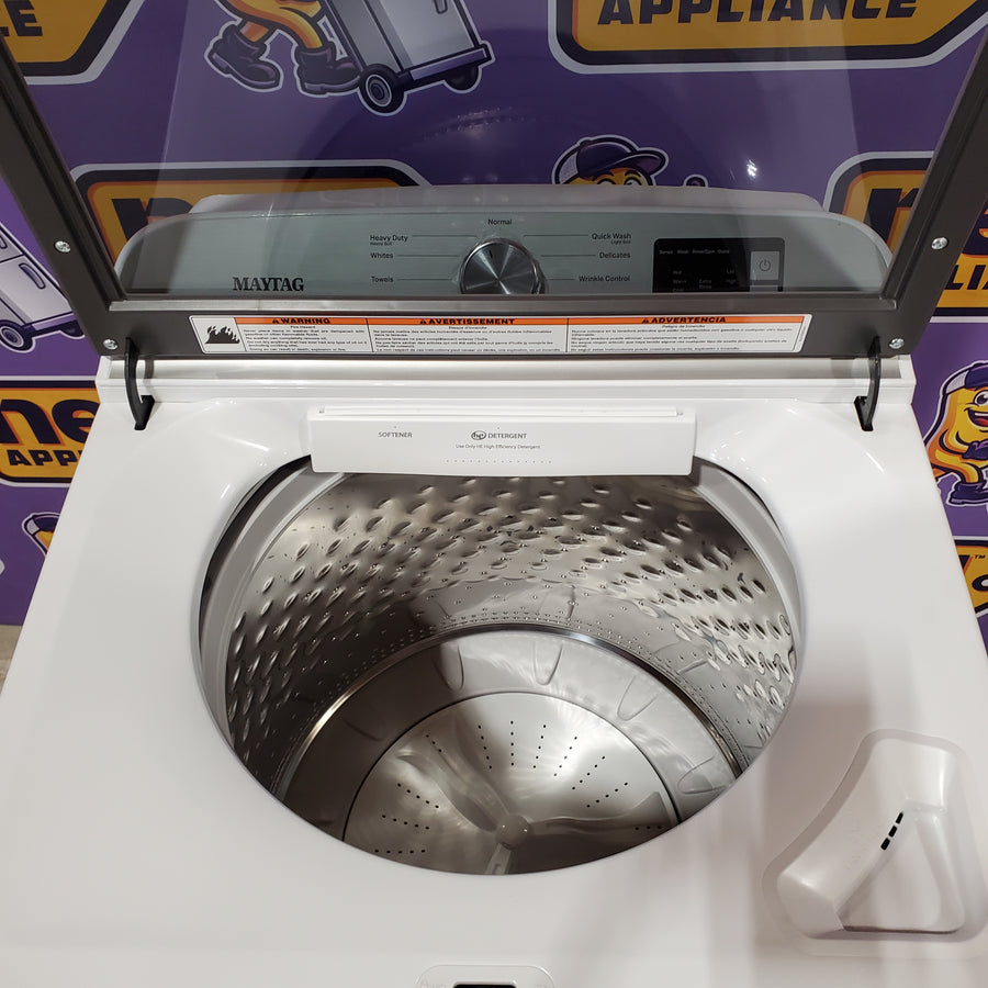 Maytag Top Load 4.8 cu ft Washer with Deep Fill and Slow-Close Glass Lid MVW6200KW - Scratch & Dent (Moderate) and Maytag 7.0 cu ft Gas Dryer with Moisture Sensing and Quick Dry Cycle 16175 - MED6200KW - Scratch & Dent (Minor)