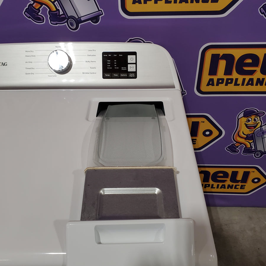 Maytag Top Load 4.8 cu ft Washer with Deep Fill and Slow-Close Glass Lid MVW6200KW - Open Box and Maytag 7.0 cu ft Electric Dryer with Moisture Sensing and Quick Dry Cycle 16220 - MED6200KW - Scratch & Dent (Minor)