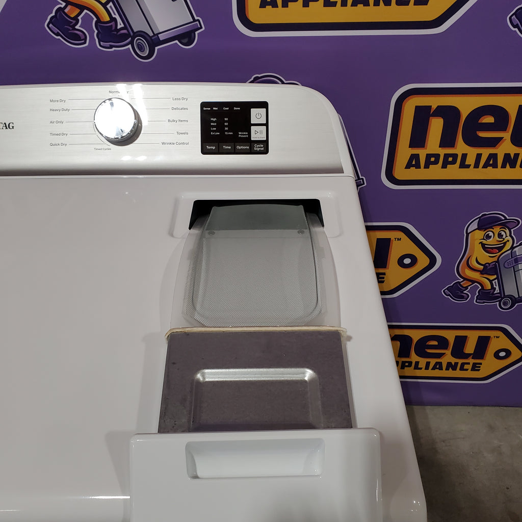 Pictures of Maytag Top Load 4.8 cu ft Washer with Deep Fill and Slow-Close Glass Lid MVW6200KW - Open Box and Maytag 7.0 cu ft Electric Dryer with Moisture Sensing and Quick Dry Cycle 16220 - MED6200KW - Scratch & Dent (Minor) - Neu Appliance Outlet - Discount Appliance Outlet in Austin, Tx