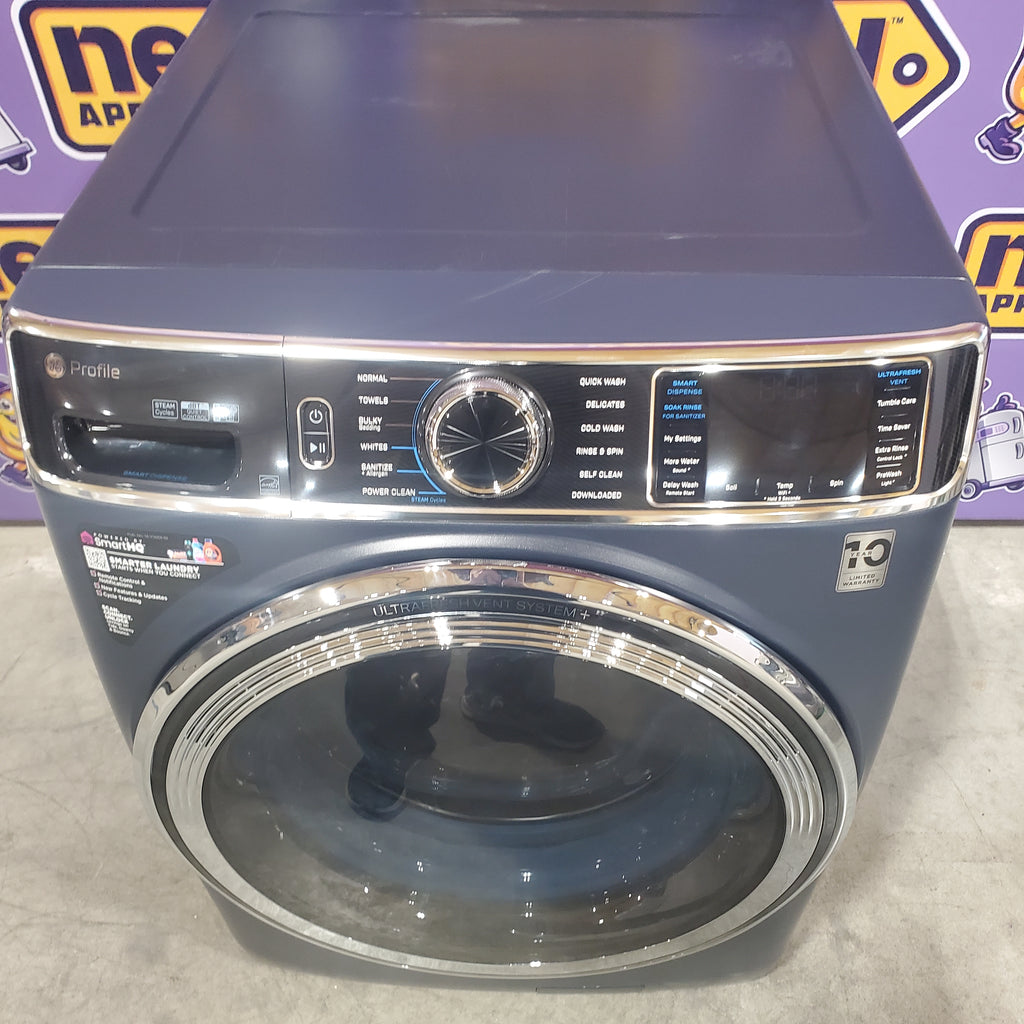 Pictures of GE Profile 5.3 cu. ft. Smart Front Load ENERGY STAR Washer with OdorBlock UltraFresh Vent System and Microban Technology in Sapphire Blue 6SD111 - PFW870SPVRS - Scratch & Dent (Minor) - Neu Appliance Outlet - Discount Appliance Outlet in Austin, Tx