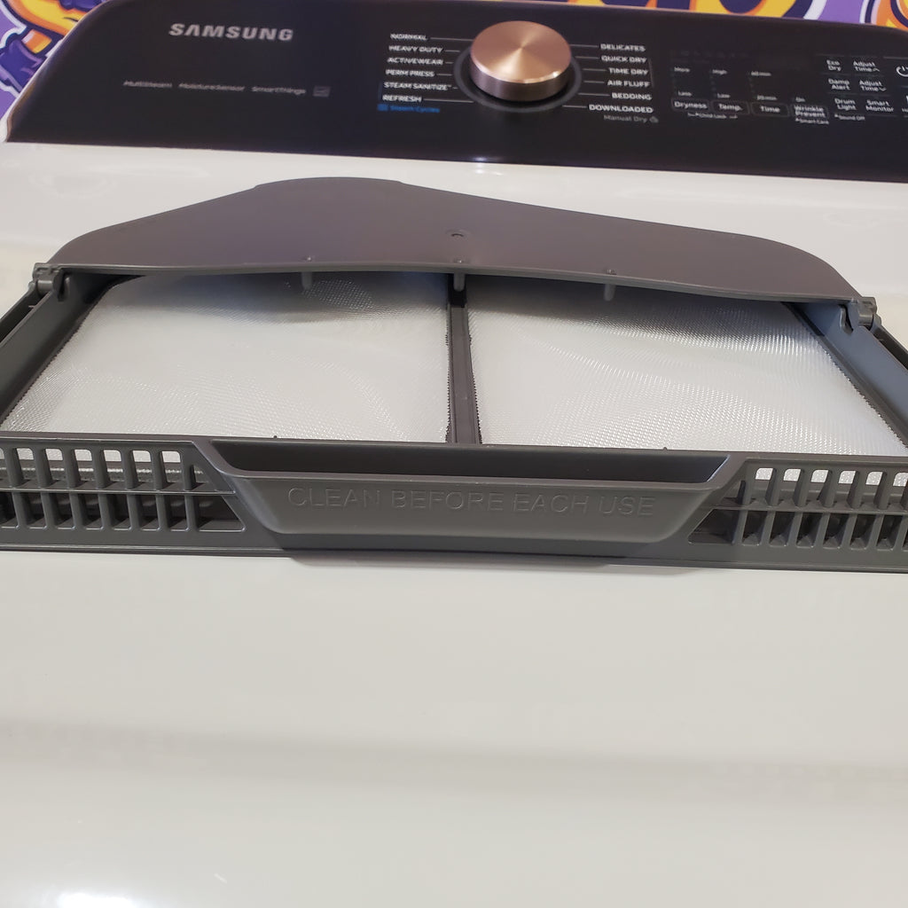 Pictures of Samsung Smart Top Load 5.5 Cu. Ft. with Auto Dispense Washer WA55CG7500AE - Open Box and Samsung 7.4 cu. ft. Vented Smart Gas Dryer in Ivory with Steam Sanitize+ DVG55CG7500E - Scratch & Dent (Minor) - Neu Appliance Outlet - Discount Appliance Outlet in Austin, Tx