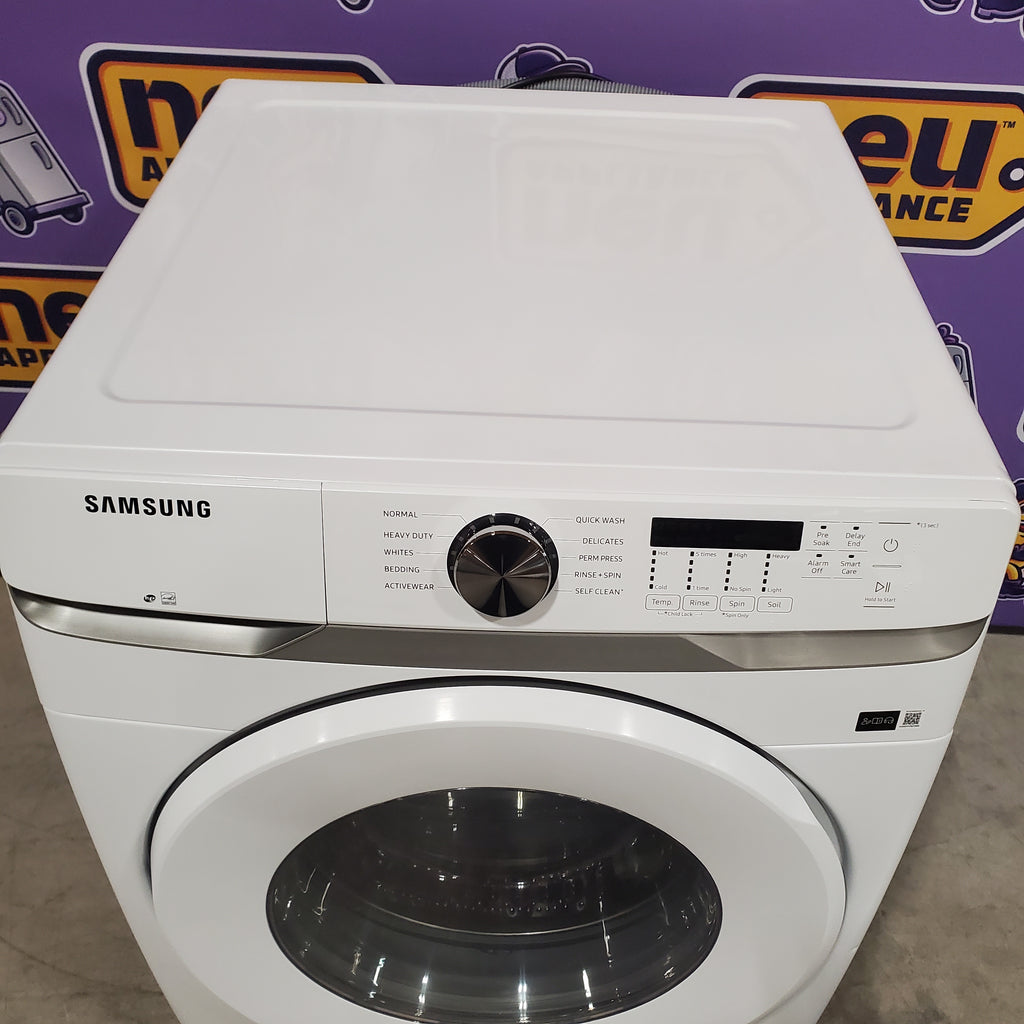 Pictures of Samsung 4.5 cu. ft. ENERGY STAR Front Load Washer with Vibration Reduction WF45T6000AW - Scratch & Dent (Minor) and Samsung 7.5 cu. ft. Front Load Electric Dryer with Smart Care in White 16142 - DVE45T6000W - Open Box - Neu Appliance Outlet - Discount Appliance Outlet in Austin, Tx