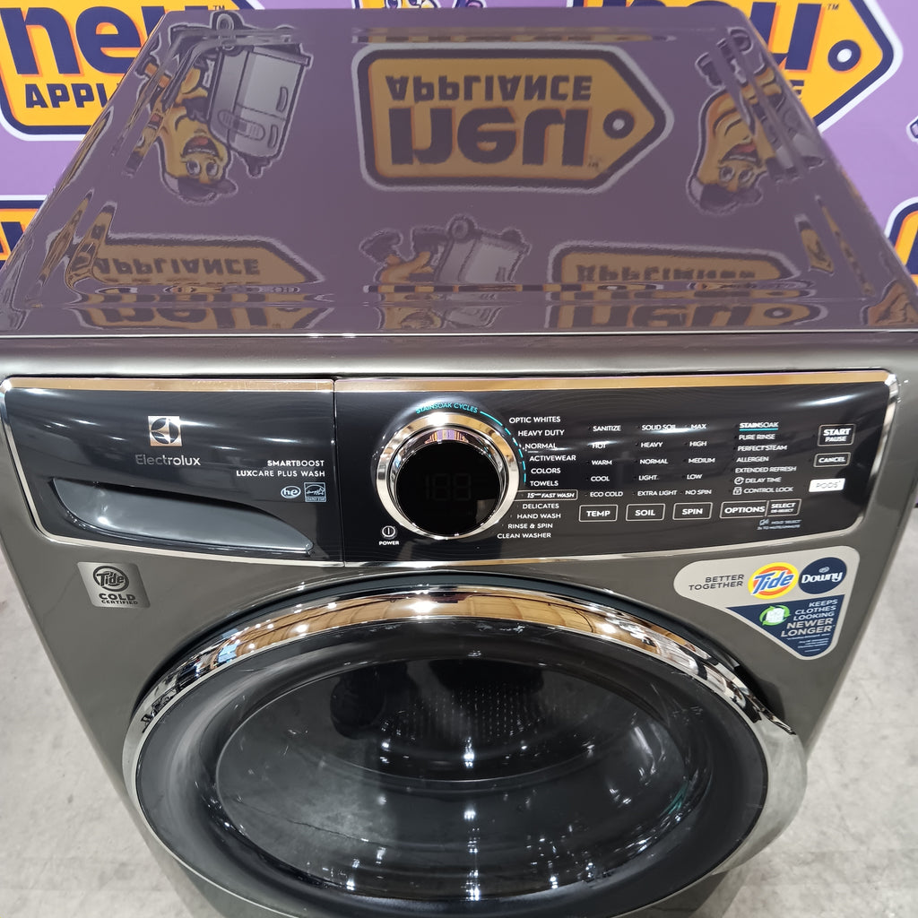 Pictures of Electrolux Titanium Front Load 600 Series 4.5 Cu. Ft. Washer with Smartboost ELFW7637AT - Scratch & Dent (Moderate) and Electrolux 8 cu. ft. vented Front Load Stackable 600 Series Electric Dryer with LuxCare Dry 16248 - ELFE7637AT - Scratch & Dent (Minor) - Neu Appliance Outlet - Discount Appliance Outlet in Austin, Tx
