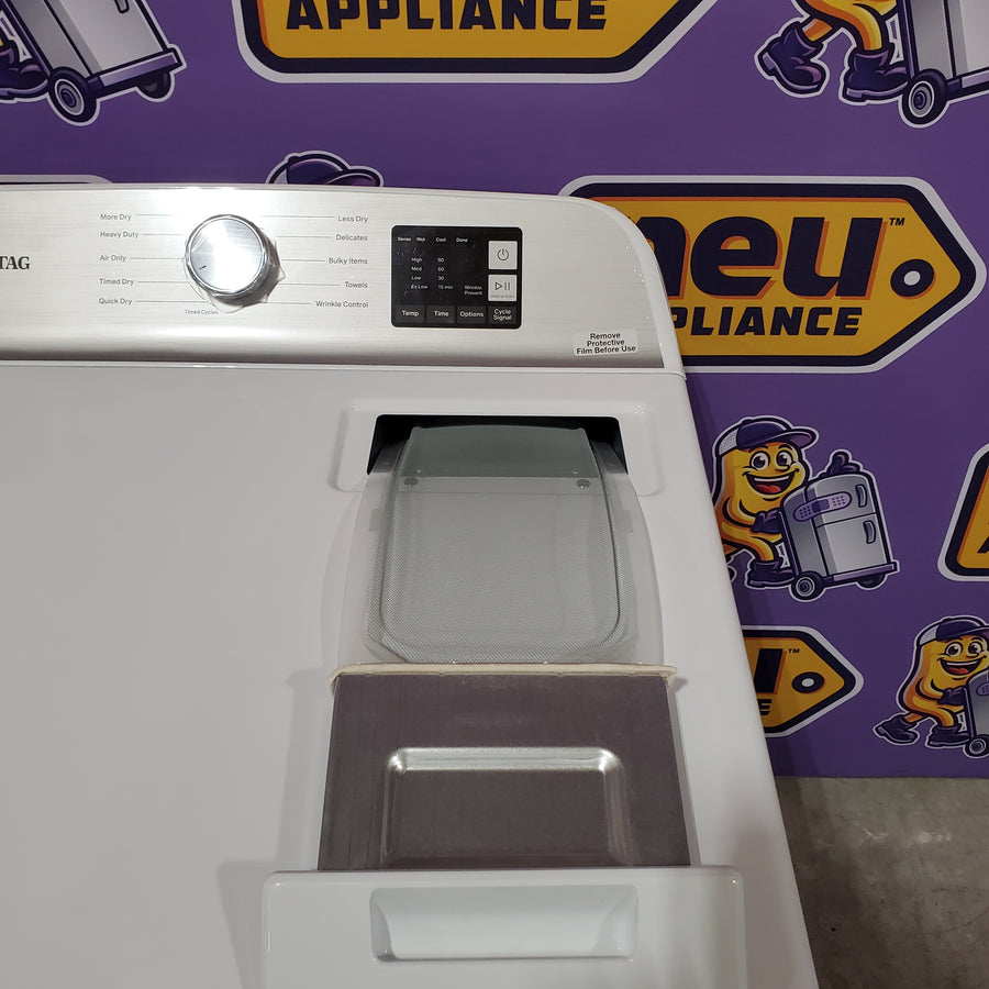 Maytag Top Load 4.8 cu ft Washer with Deep Fill and Slow-Close Glass Lid MVW6200KW - Scratch & Dent (Minor) and Maytag 7.0 cu ft Electric Dryer with Moisture Sensing and Quick Dry Cycle 16216 - MED6200KW - Scratch & Dent (Minor)