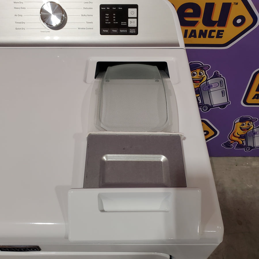 Maytag Top Load 4.8 cu ft Washer with Deep Fill and Slow-Close Glass Lid MVW6200KW - Scratch & Dent (Minor) and Maytag 7.0 cu ft Electric Dryer with Moisture Sensing and Quick Dry Cycle 16231 - MED6200KW - Scratch & Dent (Moderate)