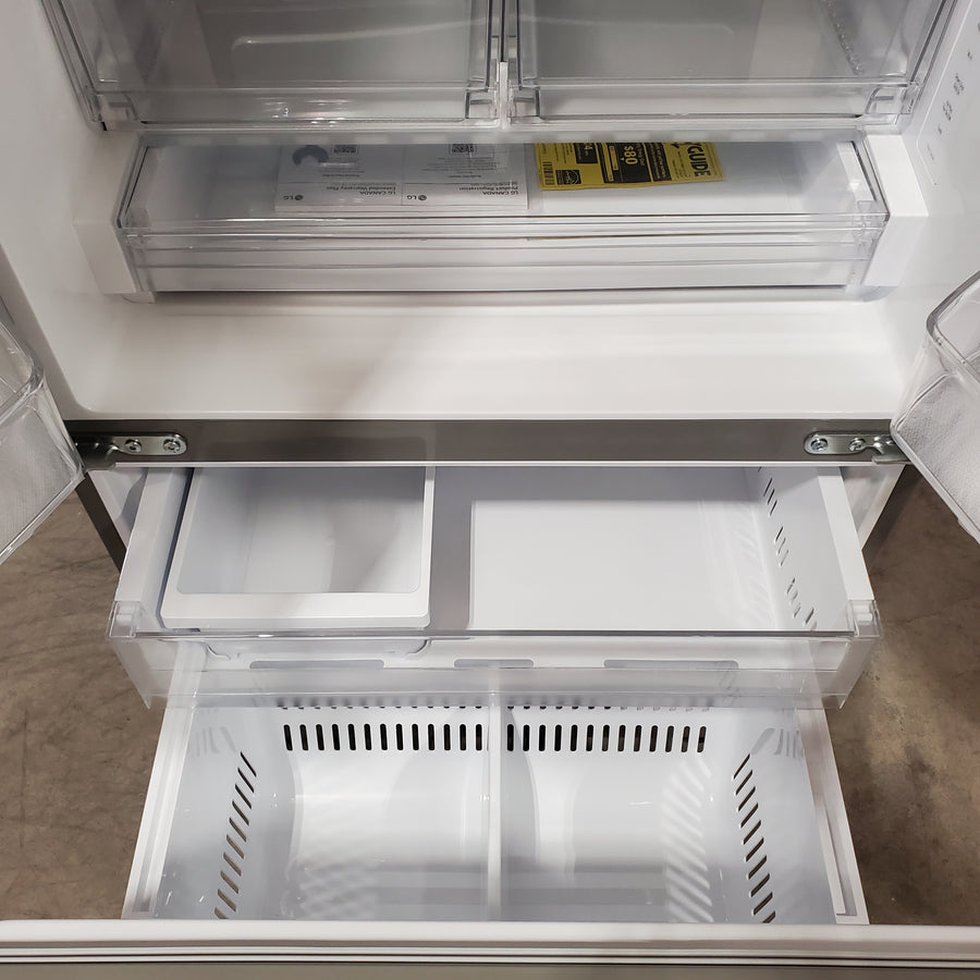 LG 33 in. W. 21 cu.ft. SMART Counter Depth MAX French Door Refrigerator with Ice Maker in PrintProof Stainless Steel 22133SD212 - LF21G6200S - Scratch & Dent (Moderate)