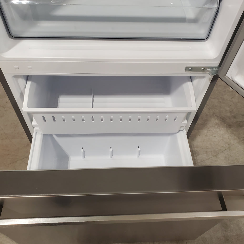 Hisense 17.2 cu. ft. Fingerprint-Resistant Stainless Steel Refrigerator with  LED Lighting, Metal Glide Doors, and Bottom Freezer HRB171N6ASE - Scratch and Dent (Minor)
