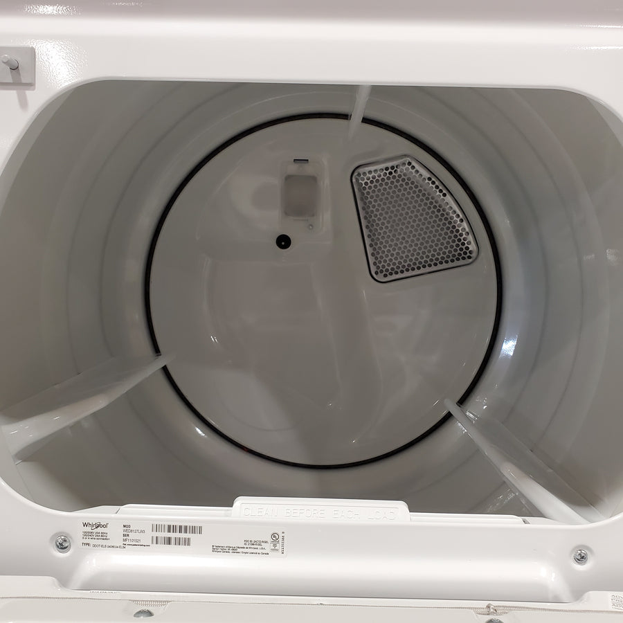 Whirlpool Top Load 4.7 Cu. Ft. Washer with 2-in-1 Removable Agitator in White WTW5057LW - Open Box and Whirlpool 7.4 cu. ft. White Electric Dryer with Steam and Advanced Moisture Sensing Technology, ENERGY STAR 16263 - WED8127LW - Scratch & Dent (Minor)