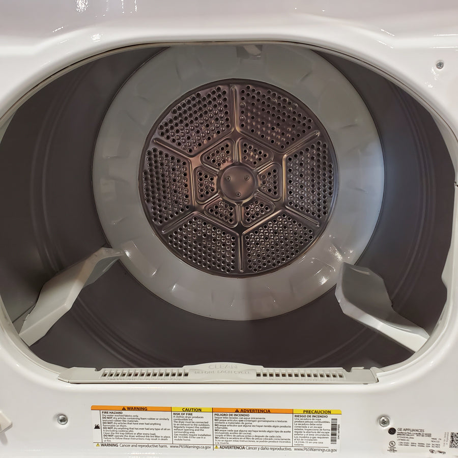 GE White Top Load 4.0 Cu. Ft. Capacity Washer with Stainless Steel Wash Basket GTW325ASWWW - New in Box and GE White Electric 7.2 Cu. Ft. Dryer with Aluminized Alloy Drum 16209 - GTD42EASJWW - Certified Refurbished