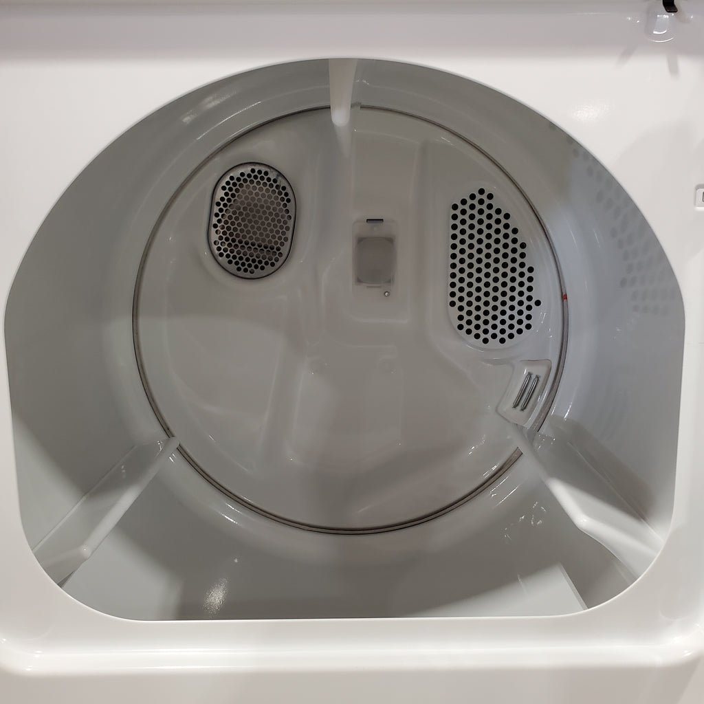 Pictures of Maytag Top Load 4.8 cu ft Washer with Deep Fill and Slow-Close Glass Lid MVW6200KW - Scratch & Dent (Minor) and Maytag 7.0 cu ft Electric Dryer with Moisture Sensing and Quick Dry Cycle 16221 - MED6200KW - Scratch & Dent (Moderate) - Neu Appliance Outlet - Discount Appliance Outlet in Austin, Tx