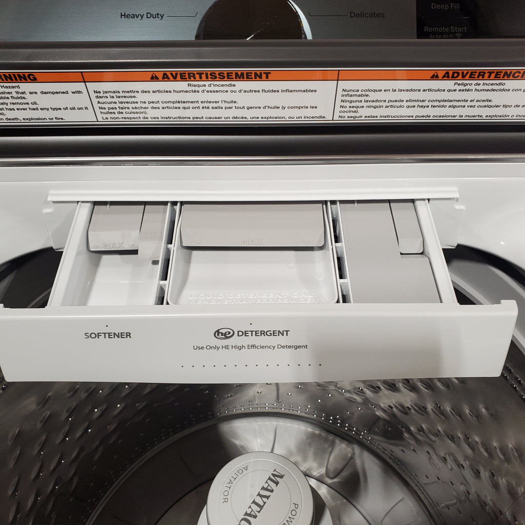 Maytag 5.2 Cu. Ft. Top Load Agitator Washer with Extra Power and Smart Appliance MTW6205RW - Open Box and Maytag 7.4 Cu. Ft. Top Load Electric Dryer with Extra Power and Advanced Moisture Sensing 16103 - MED6205RW - Open Box