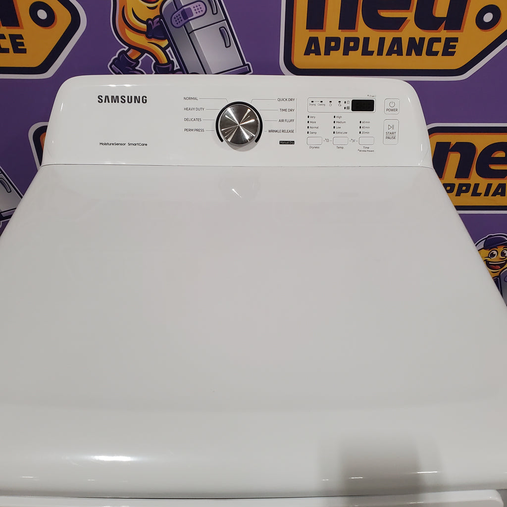 Pictures of Samsung 4.5 cu. ft. Top Load Washer with Vibration Reduction Technology+ in White WA45T3200AW - Scratch & Dent (Minor) and Samsung 7.2 cu. ft. Electric Dryer with Sensor Dry in White 16127 - DVE45T3200W - Open Box - Neu Appliance Outlet - Discount Appliance Outlet in Austin, Tx