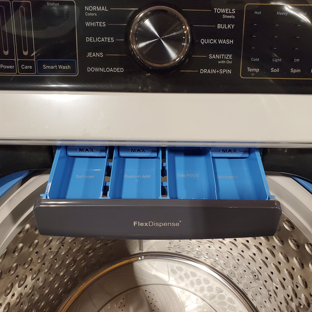 GE Profile™ ENERGY STAR® 5.4 cu. ft. Capacity Washer with Smarter Wash Technology and FlexDispense 3SD646 - PTW700BPTDG - Scratch & Dent (Minor)