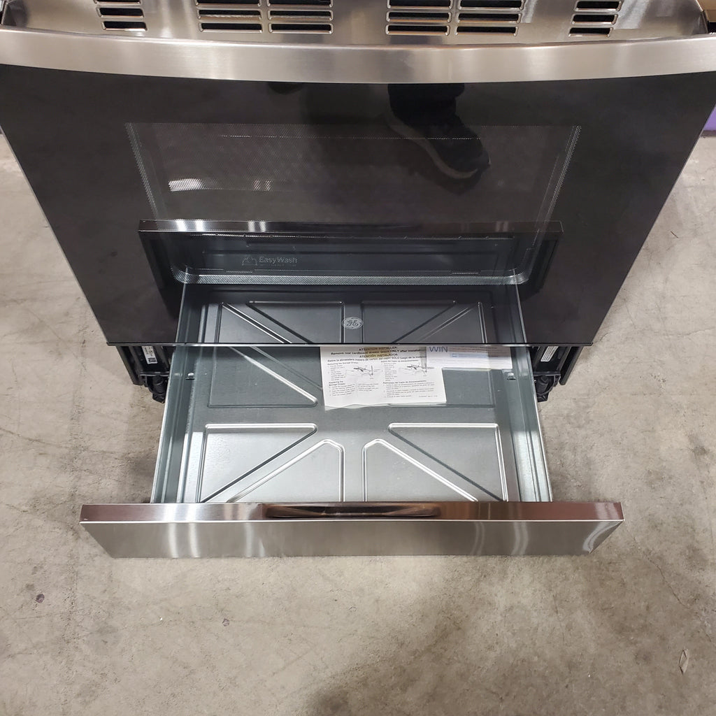 GE® Fingerprint Resistant Stainless 30" Slide-In Electric Convection Range with No Preheat Air Fry and EasyWash™ Oven Tray 22SD034 - GRS60LAVFS - Open Box