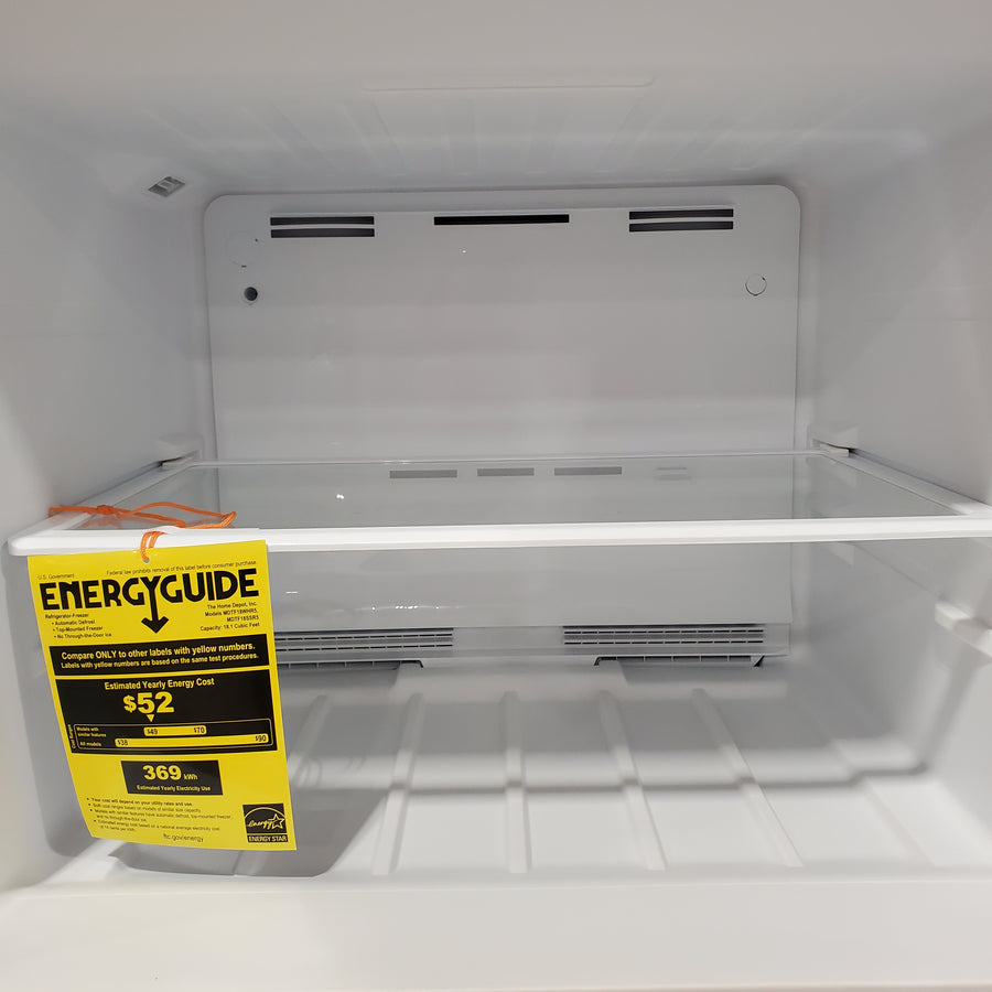Vissani 18.1 cu. ft. Top Freezer Refrigerator with Adjustable Glass Shelving in White, Garage Ready 251315SD1114 - MDTF18WHR5 - Scratch & Dent (Minor)