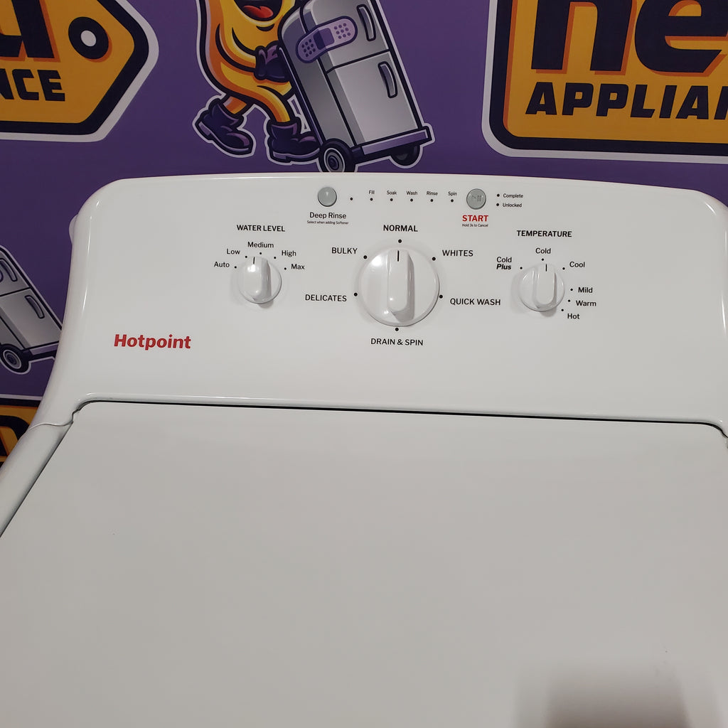 Hotpoint® 4.0 cu. ft. Capacity Washer with Cold Plus and Water Level Control HTW265ASWWW - Scratch & Dent (Minor) and Hotpoint® 6.2 cu. ft. vented Electric Dryer with Auto Dry 16143 - HTX26EASWWW - Scratch & Dent (Minor)