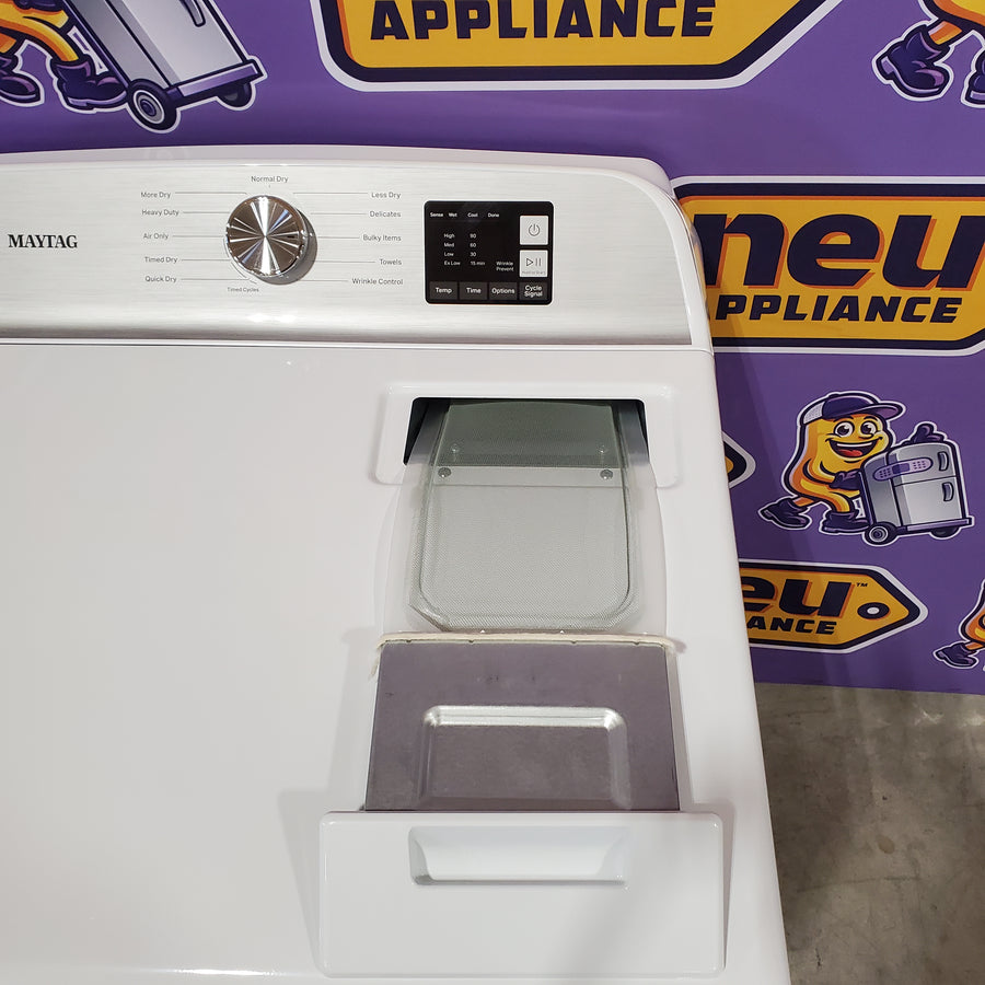 Maytag Top Load 4.8 cu ft Washer with Deep Fill and Slow-Close Glass Lid MVW6200KW - Scratch & Dent (Minor) and Maytag 7.0 cu ft Electric Dryer with Moisture Sensing and Quick Dry Cycle 16196 - MED6200KW - Scratch & Dent (Moderate)