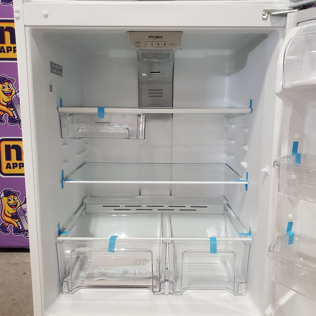 Pictures of Whirlpool 33" Wide Top Freezer 20.5 cu ft Refrigerator with Ice Maker and Frameless Glass Shelves and Flexi-Slide Bin 3SD865 - WRT311FZDW - Open Box - Neu Appliance Outlet - Discount Appliance Outlet in Austin, Tx