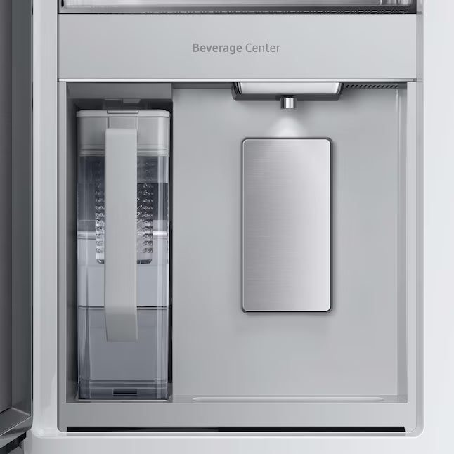Samsung Bespoke 29 cu ft. 4-Door Standard Depth French Door Smart Refrigerator with Beverage Center Auto Fill Pitcher and Dual Ice Maker with Ice Bites™ in White Glass 25131SD113 - RF29BB86004MAA - Scratch & Dent (Minor)