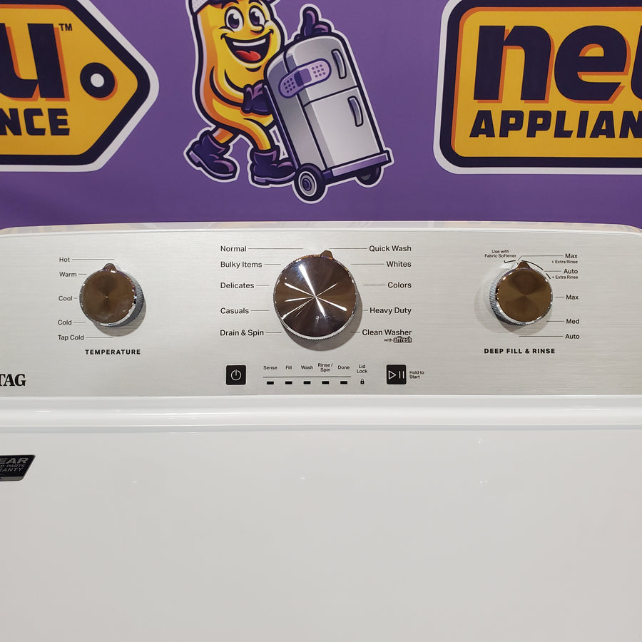 Maytag 4.5 cu. ft. Capacity Top Load Washer with Power™ Agitator and Deep Fill MVW4505MW - Open Box and Maytag 7.0 cu. ft. Capacity Top Load Electric Wrinkle Prevent Dryer 16257 - MED4500MW - Scratch & Dent (Minor)