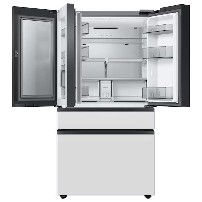 Samsung Bespoke 29 cu ft. 4-Door Standard Depth French Door Smart Refrigerator with Beverage Center Auto Fill Pitcher and Dual Ice Maker with Ice Bites™ in White Glass 25131SD113 - RF29BB86004MAA - Scratch & Dent (Minor)