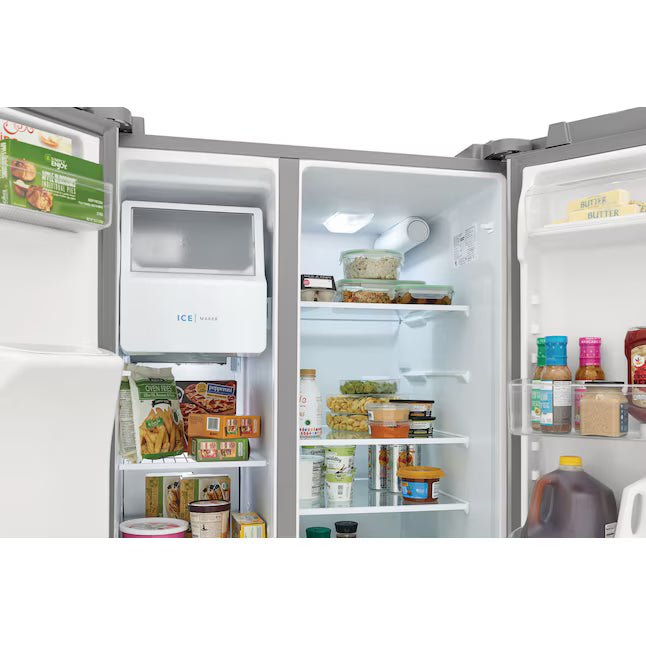 Frigidaire 25.6-cu ft ENERGY STAR Side-by-Side Refrigerator with Ice Maker in Fingerprint Resistant Stainless Steel 22131SD101 - FRSS26L3AF - Scratch & Dent (Minor)