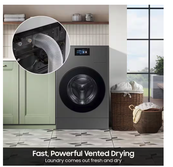 Samsung 5.3 cu. ft. Bespoke AI Laundry Vented Combo™ All-in-One Ultra Capacity Washer and Electric Dryer with AI Home in Dark Steel 22133SD185 - WD90F53AVS - Open Box