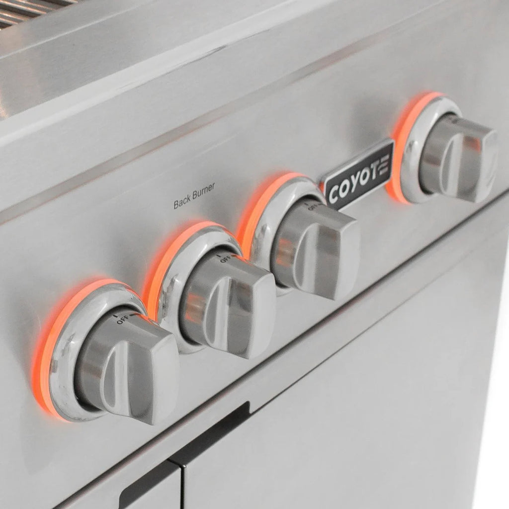 Pictures of Coyote 36 Inch Built-In Grill with 3 Infinity Burners™, RapidSear™ Infrared Burner, 875 sq. in. Cooking Surface, Interior Grill Lighting, LED Illuminated Knobs, and Integrated Wind Guard 1117272 - C2SL36NG - Scratch & Dent (Moderate) - Neu Appliance Outlet - Discount Appliance Outlet in Austin, Tx