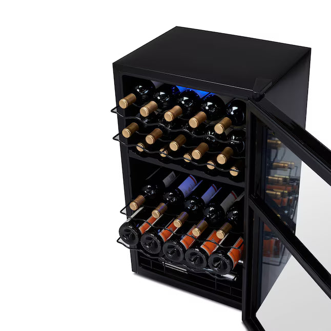 NewAir 61.5-in W 33-Bottles Mirrored Black Dual Zone Cooling Freestanding Indoor Wine Cooler NWC033BKD0 - Open Box