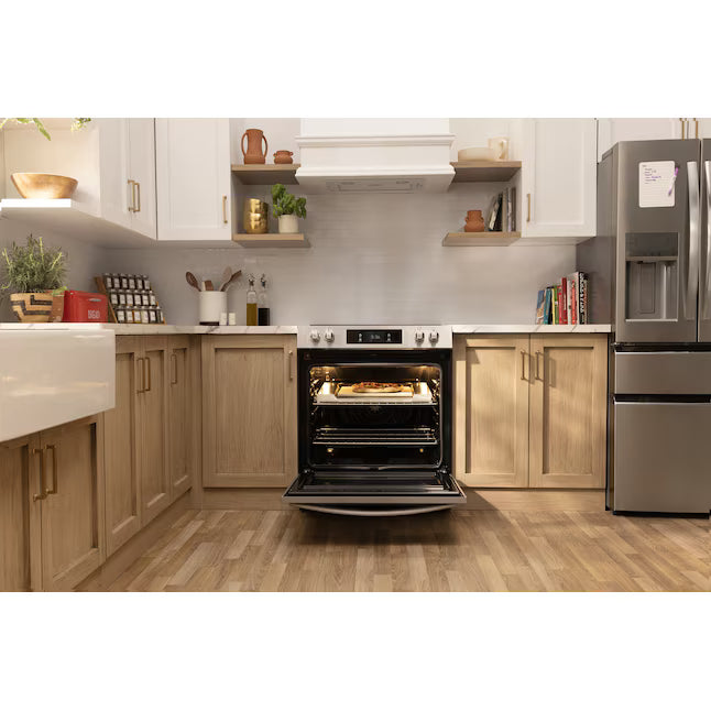 Frigidaire Gallery 30 in. 5 Element Slide-In Electric Range in Smudge-Proof Stainless Steel with Stone-Baked Pizza GCFE3070BF - Open Box