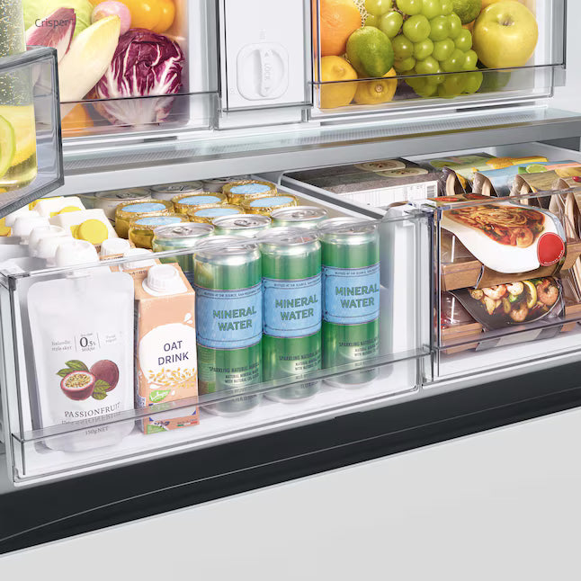 Samsung Bespoke Stainless Steel 3 Door French Door 30 Cu. Ft. Refrigerator with EZ Open Handle and Dual Ice Makers 22134SD242 - RF30BB6200QL - Scratch and Dent (Moderate)