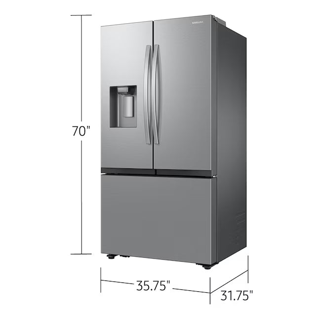 Samsung Bespoke AI Counter-Depth Sphere Ice 26-cu ft 36-in Wide French Door Refrigerator with Dual Ice Maker ( Fingerprint Resistant Stainless Steel ) ENERGY STAR Certified RF70F27SER - Scratch & Dent (Moderate)