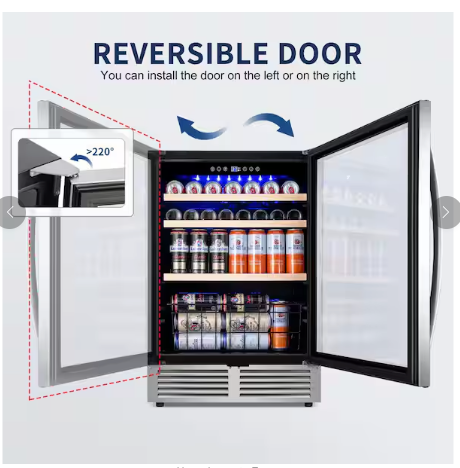 TITTLA 24 in. Single Zone 220 Plus Cans Beverage Refrigerator with Built-in Beverage Cooler KMBR150 - Open Box