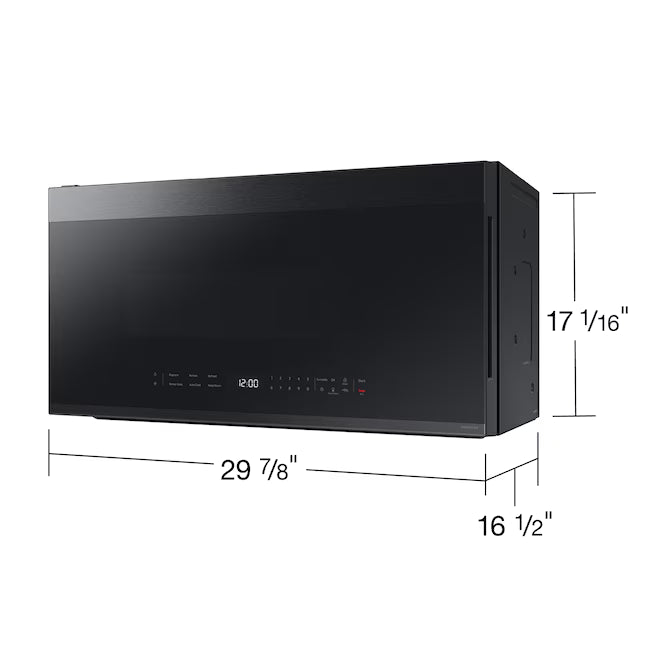 Samsung Bespoke 2.1 Cu. Ft. Over-the-Range Microwave with Sensor Cooking and Edge to Edge Glass Display in Matte Black Steel ME21DG6500MTAA - New in Box