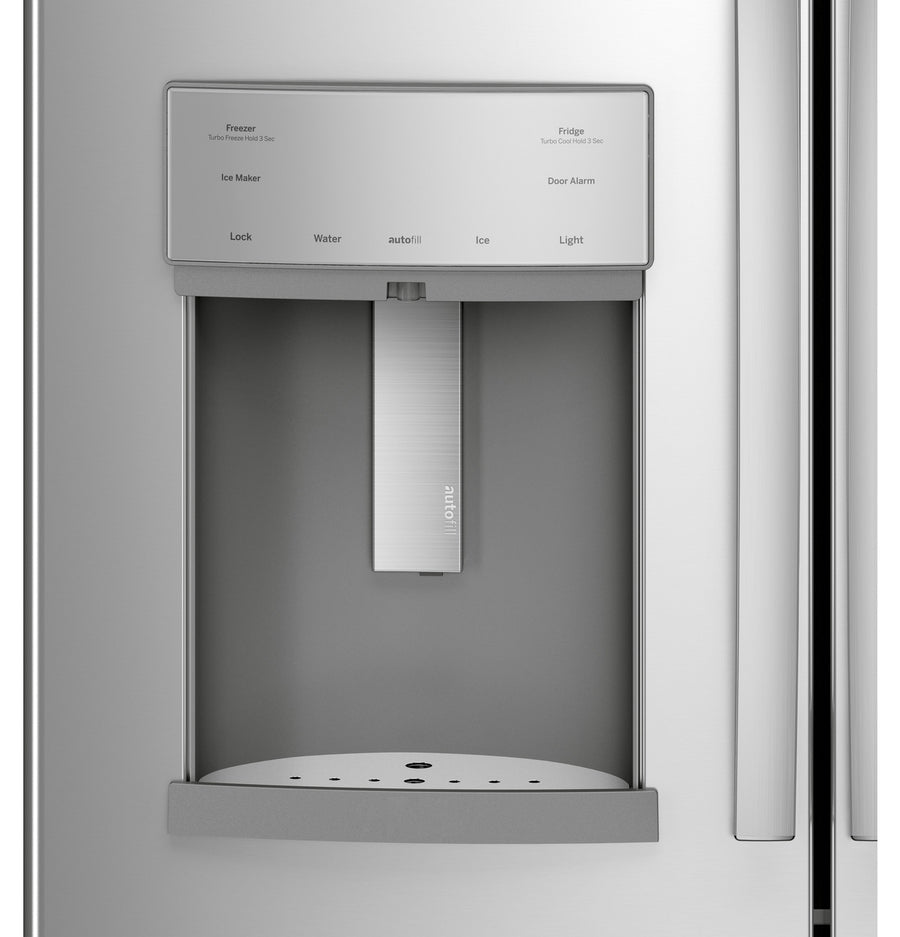 GE Profile™ ENERGY STAR® 22.1 Cu. Ft. Counter-Depth Fingerprint Resistant Stainless French-Door Refrigerator with Hands-Free AutoFill PYE22KYNFS - Certified Refurbished